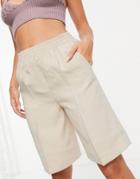 Mango Tailored Longline Short In Beige-neutral