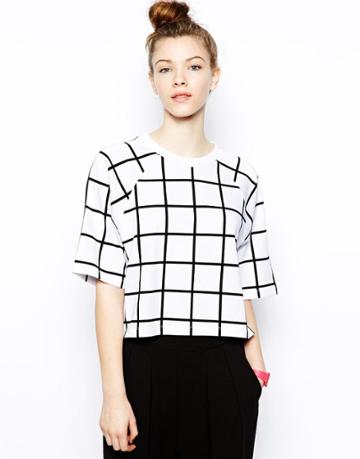 Monki Grid Print Sweat