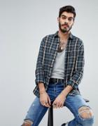Asos Regular Fit Waffle Check Shirt In Teal - Green