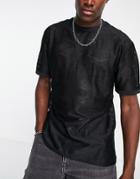 River Island Mesh T-shirt In Black