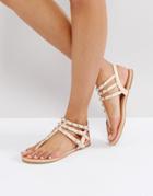 Asos Fabienne Studded Flat Sandals - Beige