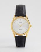 Casio Ltp-1154pq-7aef Gold Face Croc Watch - Black