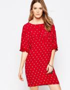 Pepe Jeans Kary Diamond Print Dress With Frayed Sleeve Detail - 0aamulti