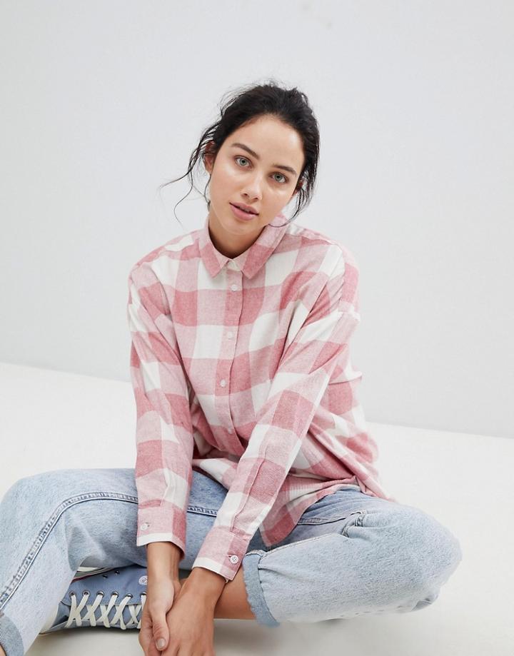 Asos Design Oversized Boyfriend Shirt In Picnic Check - Multi