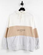 Stradivarius Oversized Varsity Sweat In Color Block-white