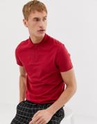 Asos Design Jersey Polo In Red