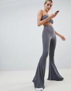 Fashionkilla Flared Pants Two-piece In Mink Gray - Gray