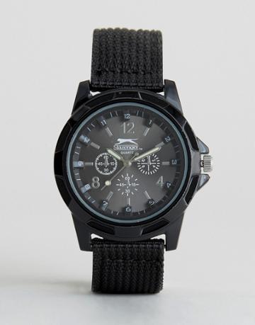 Slazenger Nylon Strap Watch In Black - Black