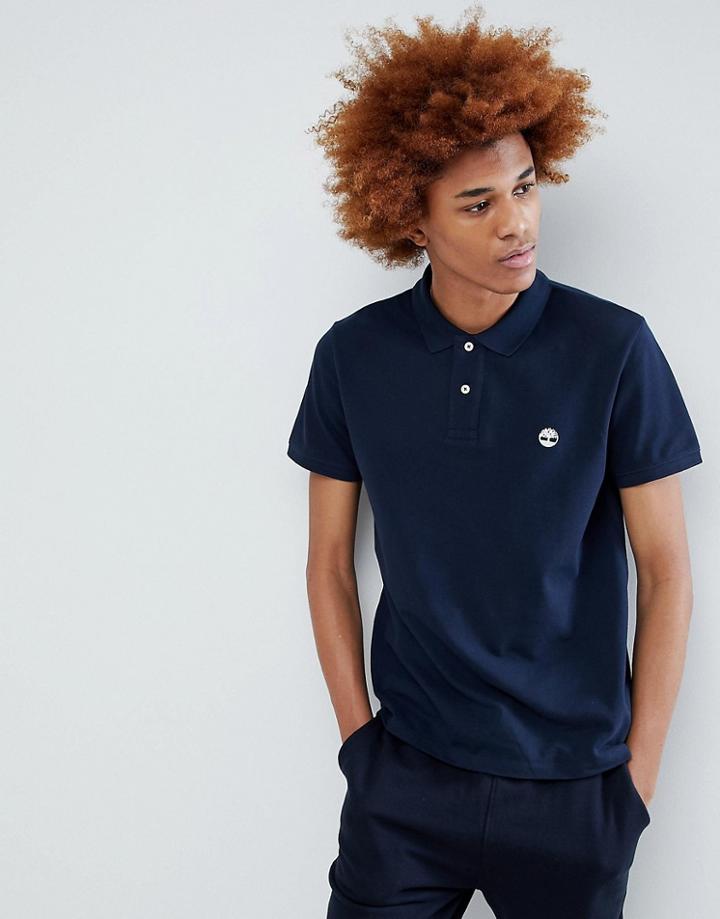 Timberland Tree Logo Pique Polo In Navy - Navy