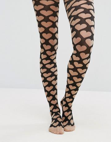 Leg Avenue Heartbeat Spandex Sheer Tights - Black