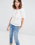 Warehouse Cutwork Embroidered Top - White