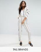 Vero Moda Tall Striped V Neck Jumpsuit - White