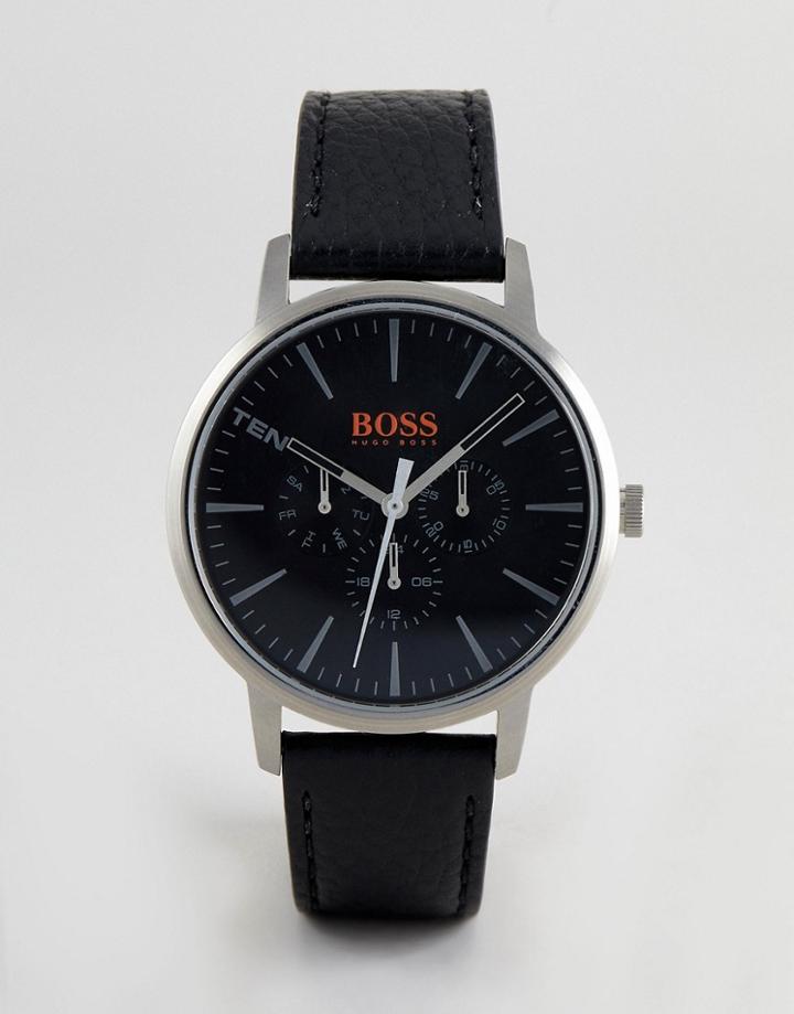 Boss Orange 1550065 Copenhagen Leather Watch In Black 40mm - Black