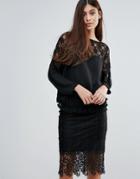 Zibi London Lace Panel Top - Black