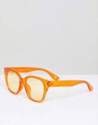 Asos Square Sunglasses In Crystal Orange With Orange Lens - Orange