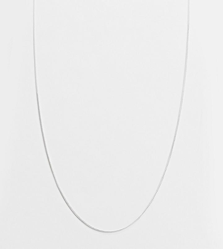 Asos Design Sterling Silver Necklace In 1mm Curb Chain