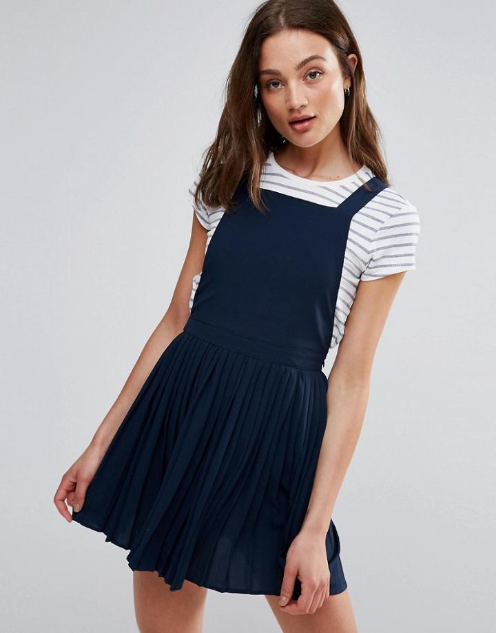 Brave Soul Pinafore Dress - Navy