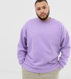 Asos Design Plus Oversized Sweatshirt In Lilac - Purple