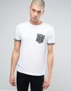 Brave Soul Skull Print Pocket T-shirt - White
