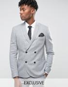 Noak Skinny Db Suit Jacket In Flannel - Gray