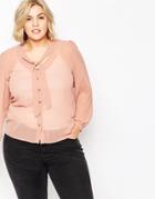 Brave Soul Plus Pussy Bow Blouse - Nude Pink