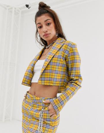 O Mighty Cropped Blazer In Bright Check Two-piece