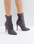 Public Desire Gray Spectrum Paperbag Lace Up Ankle Boots - Gray
