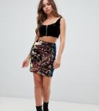 Missguided Sequin Mini Skirt In Multi - Multi