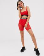 Criminal Damage Lace Legging Shorts Two-piece-red