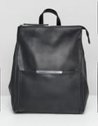 Asos Design Minimal Backpack With Bar Detail - Black