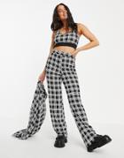 Asos Design Jersey Suit Slouch Straight Leg Pant In Mono Check-multi