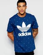 Adidas Original T-shirt In Trefoil Polka Dot Ao0550 - Blue