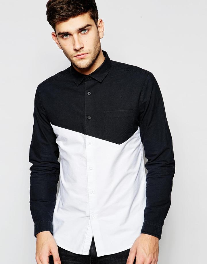 Asos Shirt With Cut And Sew In Long Sleeve