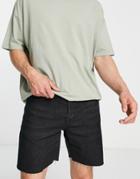Only & Sons Cut Off Denim Short In Black Vintage Wash