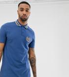 Asos Design Tall Polo T-shirt With Chest Emblem Logo - Navy