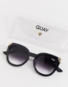 Quay Noosa Metal Womens Oversized Cat Eye Sunglasses In Black