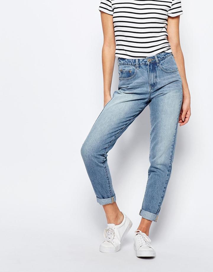 Lost Ink Mom Jean - Mid Blue Wash