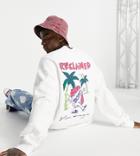 Reclaimed Vintage Inspired Walking Beer Can Graphic Organic Cotton Sweatshirt In Ecru-white