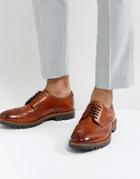 Base London Trench Leather Brogue Shoes In Tan - Tan