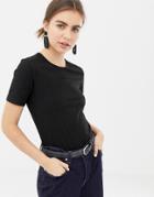 Pieces Amy Fitted T-shirt - Black