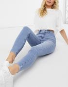 River Island Kaia High Rise Skinny Jeans In Light Auth Blue-blues