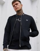 Fred Perry Zip Through Bomber Sweat In Black