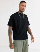 Asos Design Organic Oversized Fit T-shirt With Crew Neck In Pique In Black