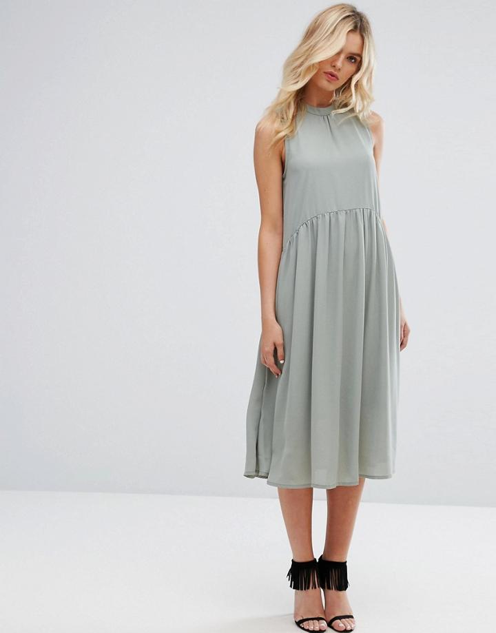 Y.a.s High Neck Midi Dress - Green