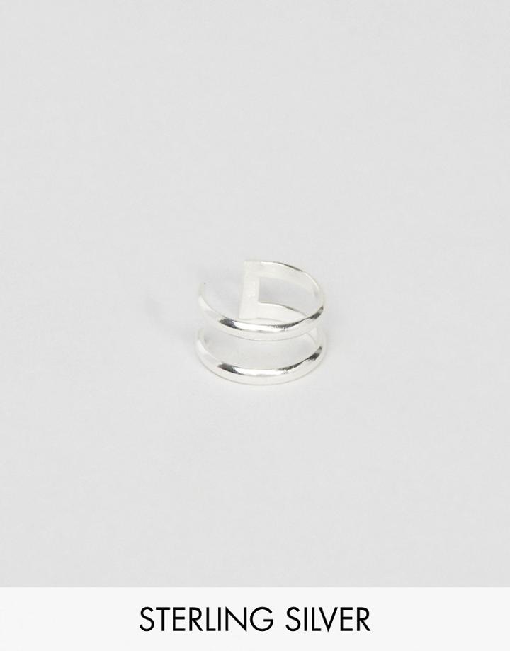 Fashionology Sterling Silver Two Row Ear Cuff - Silver