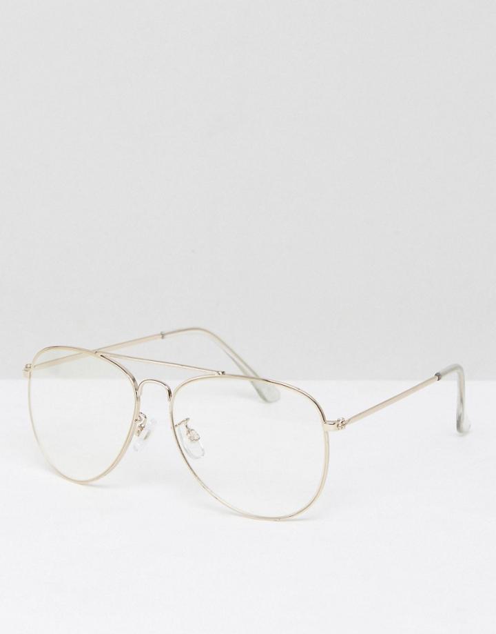 Aldo Fradolia Clear Lens Aviator Glasses - Gold
