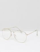 Aldo Fradolia Clear Lens Aviator Glasses - Gold