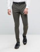 Selected Homme Super Skinny Suit Pant In Khaki - Green