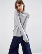Asos White 100% Cashmere Relaxed Funnel Neck Sweater - Gray