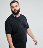 Asos Plus Super Longline T-shirt With Curve Hem And Baseball Neck - Black